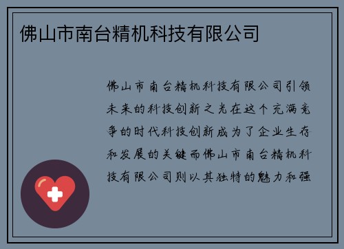 佛山市南台精机科技有限公司